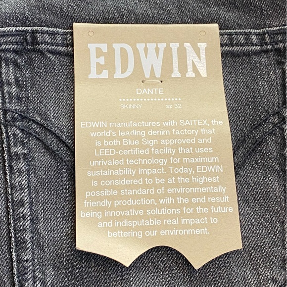 NWT Edwin Dante Skinny Jeans, black wash, Men’s Size 32 - Picture 5 of 8